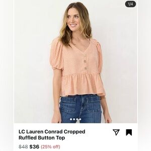 LC Lauren Conrad Cropped Button Ruffle Top (size M)